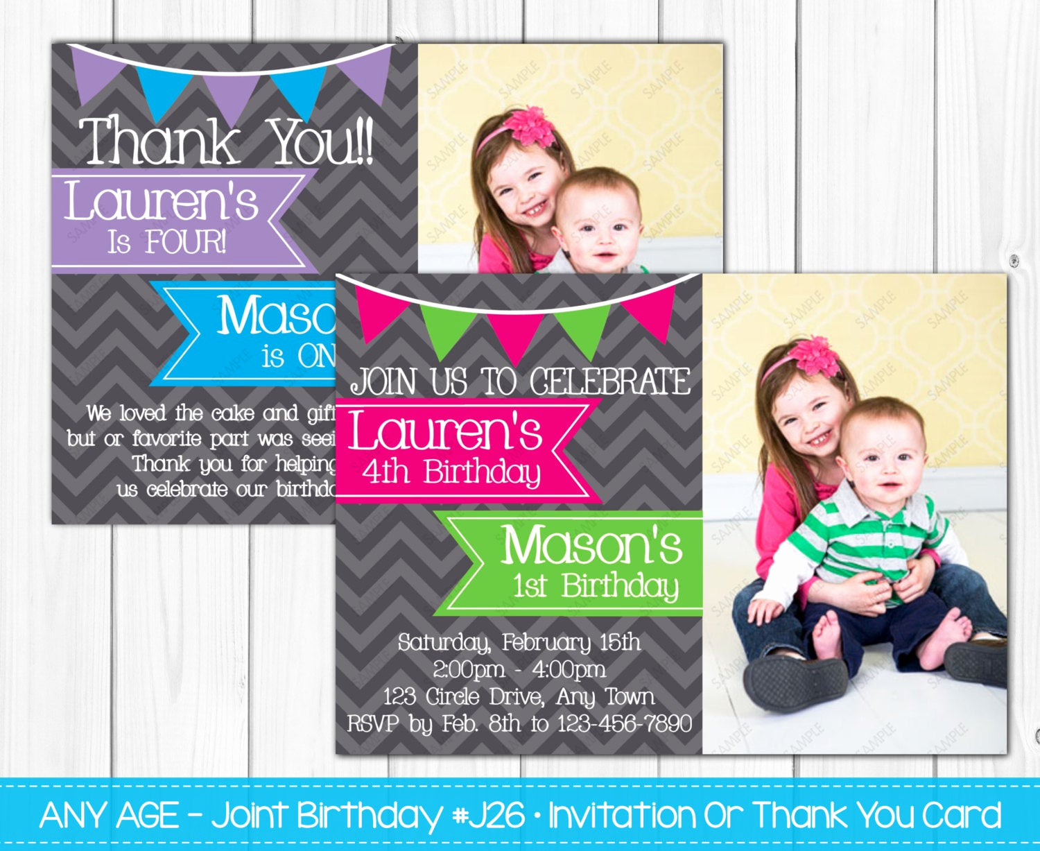 Joint Birthday Party Invitation Wording Unique Sale Joint Birthday Party Invitation Boy &amp; Girl Girl