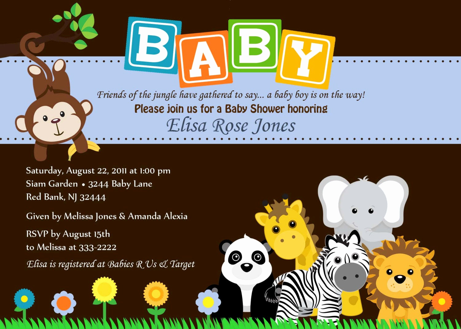 Jungle Baby Shower Invitation Lovely Baby Shower Invitation Animal Safari Jungle Baby by