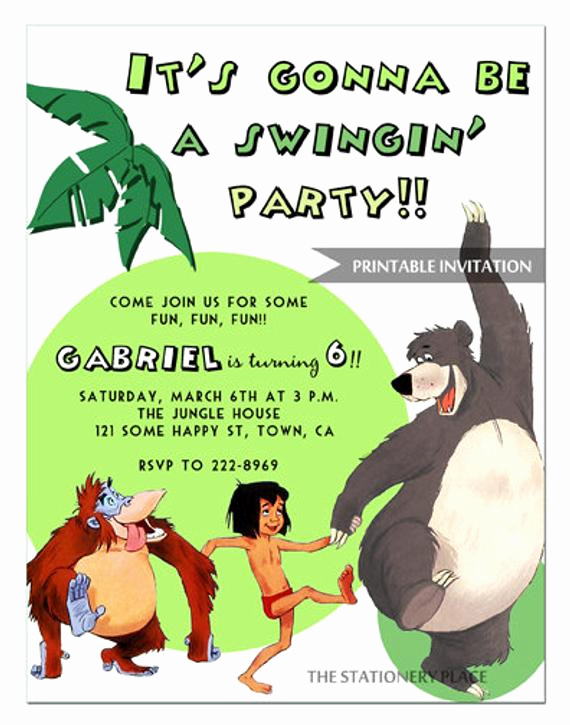 Jungle theme Birthday Invitation Luxury Printable Jungle Book Birthday Invitation
