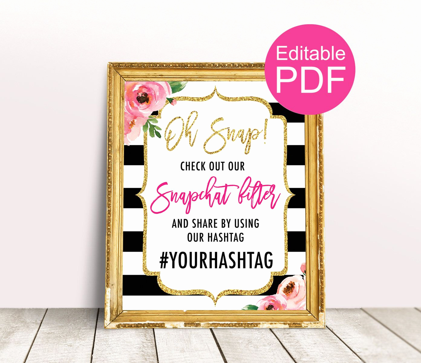 Kate Spade Invitation Template Free New Snapchat Sign Oh Snap Sign Template Kate theme Hashtag