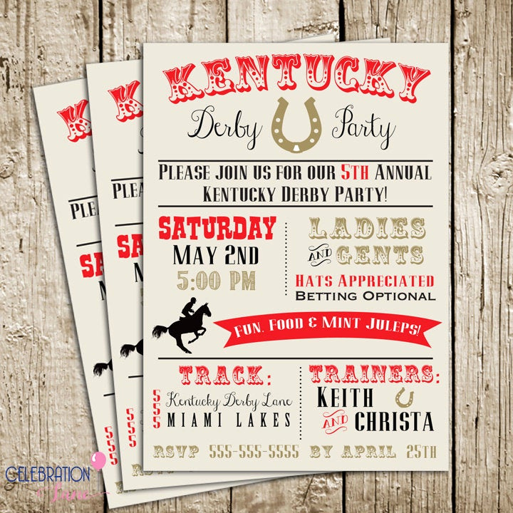 Kentucky Derby Invitation Templates Free Beautiful Kentucky Derby Party Printable Invitation by Celebration