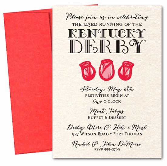Kentucky Derby Invitation Wording New Red Rose Trio Kentucky Derby Party Invitations