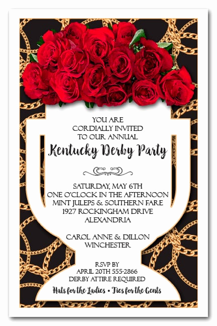 Kentucky Derby Party Invitation Wording Lovely Vase Of Roses On Black Kentucky Derby Party Invitations