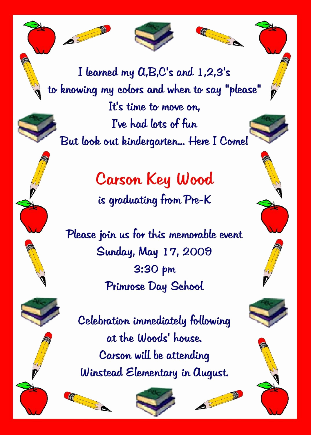 Kindergarten Graduation Invitation Template New Preschool Graduation Quotes Quotesgram by Quotesgram