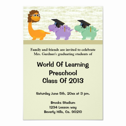 Kindergarten Graduation Invitation Wording Best Of Dinosaur Fun Preschool Kindergarten Graduation 3 5x5