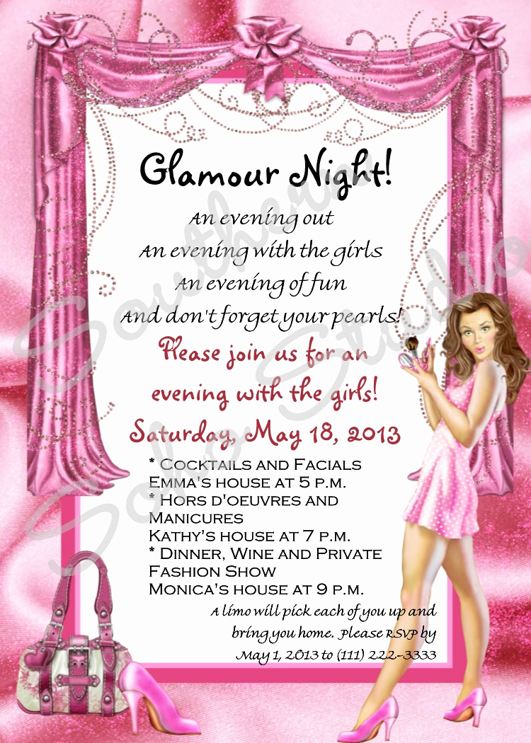 Ladies Night Invitation Wording Unique Glamour Girls Night Party Invitations Set Of 10