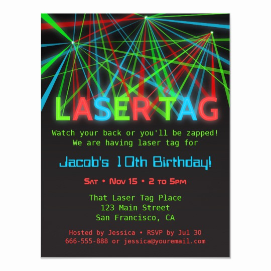 Laser Tag Invitation Template Best Of Neon Words Laser Tag Birthday Party Invitations