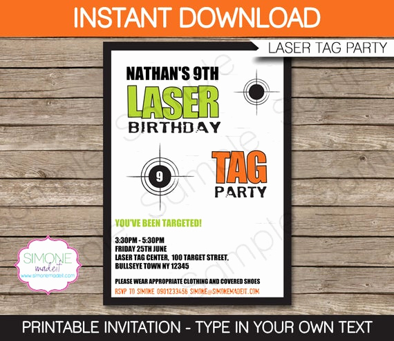 Laser Tag Invitation Template Luxury Laser Tag Invitation Template Birthday Party Green and