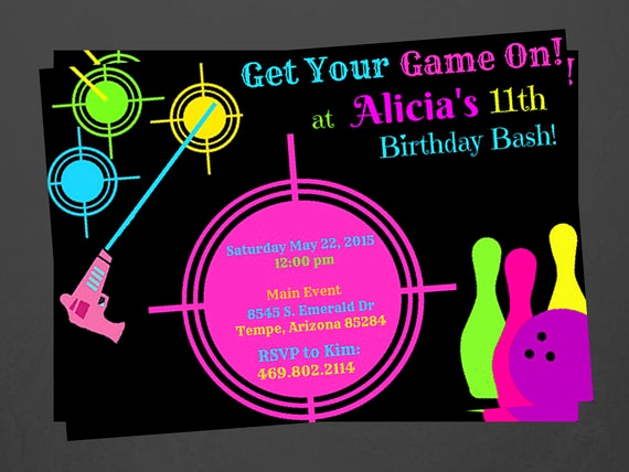 Laser Tag Invitation Wording Best Of Laser Tag and Bowling Party Invitations Custom