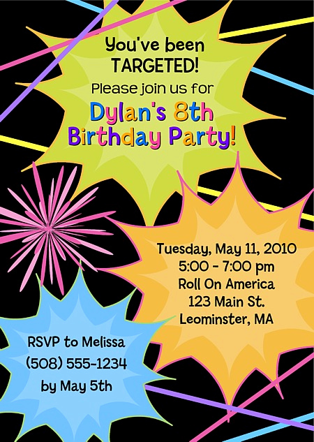 Laser Tag Invitation Wording Elegant Laser Tag Birthday Party Invitations Laser Tag