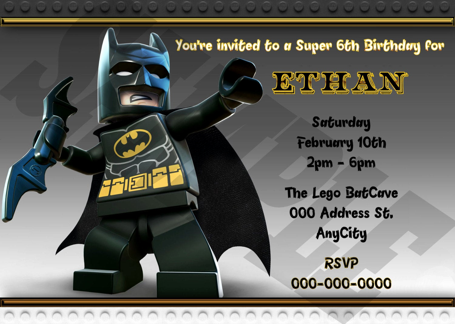 Lego Batman Invitation Template Beautiful Lego Batman Birthday Invitation Printable Lego Batman Invite