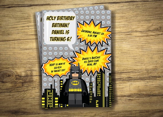 Lego Batman Invitation Template Beautiful Lego Batman Birthday Party Invitation by Graphicallyeverafter