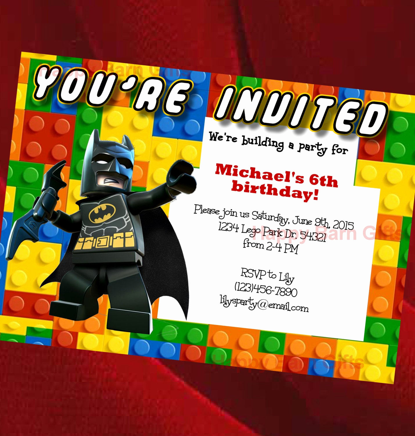 Lego Batman Invitation Template Unique Lego Birthday Invitation Lego Movie Lego Batman by