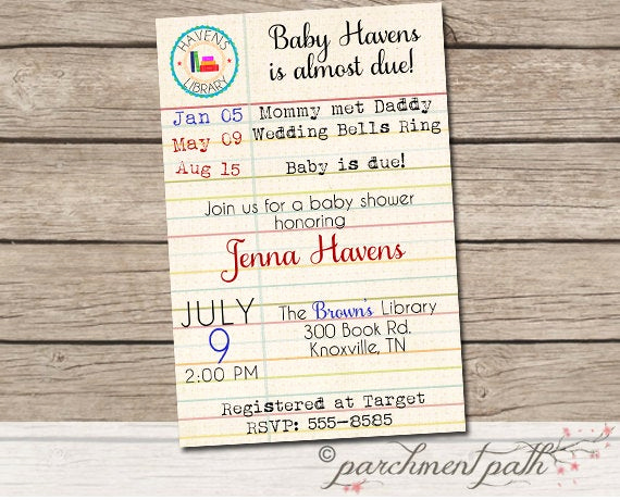 Library Card Baby Shower Invitation Beautiful Build A Library Baby Shower Invitation Books by Parchmentpath