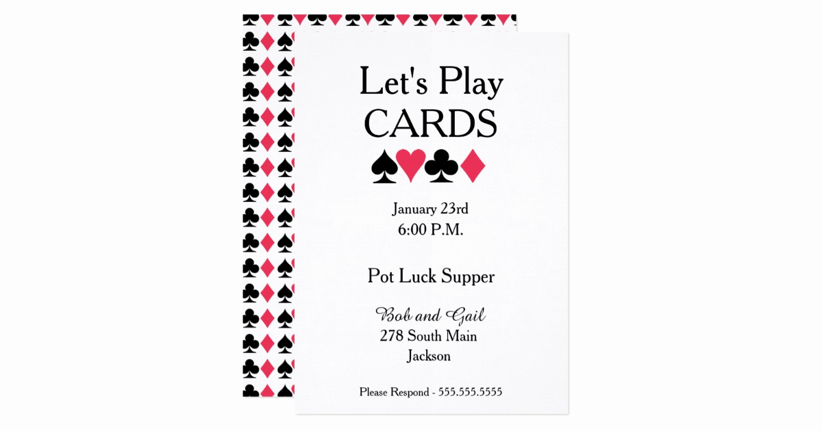 Line Play Invitation Code Elegant Let S Play Cards Pot Luck Supper Invitation