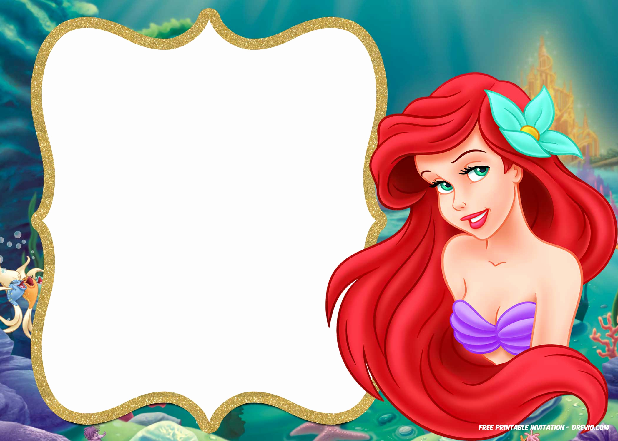 Little Mermaid Birthday Invitation Template Best Of Free Printable Ariel Little Mermaid Invitation Template