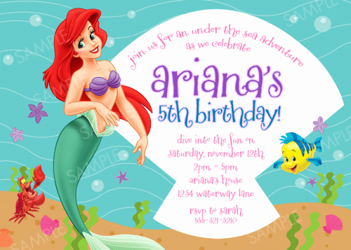 Little Mermaid Invitation Template Elegant Free Little Mermaid Party Invitation