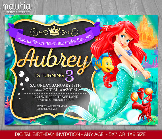 Little Mermaid Invitation Template New Free Printable Ariel Little Mermaid Invitation Template