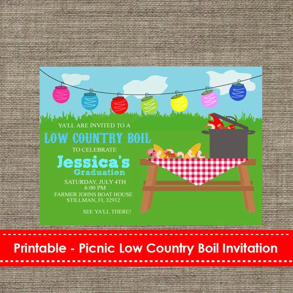Low Country Boil Invitation Beautiful Picnic Low Country Boil Party Invitation Diy Printable