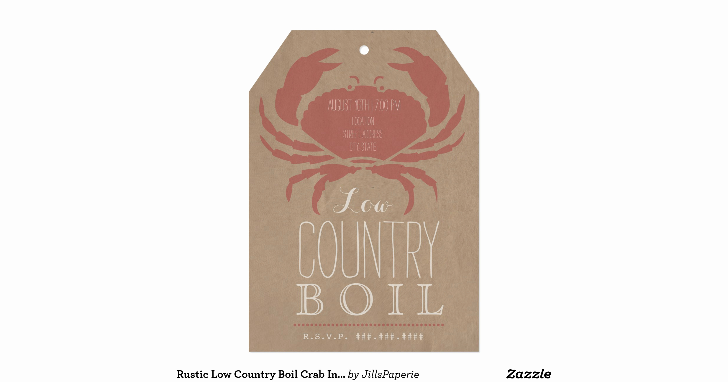 Low Country Boil Invitation Elegant Rustic Low Country Boil Crab Invitation