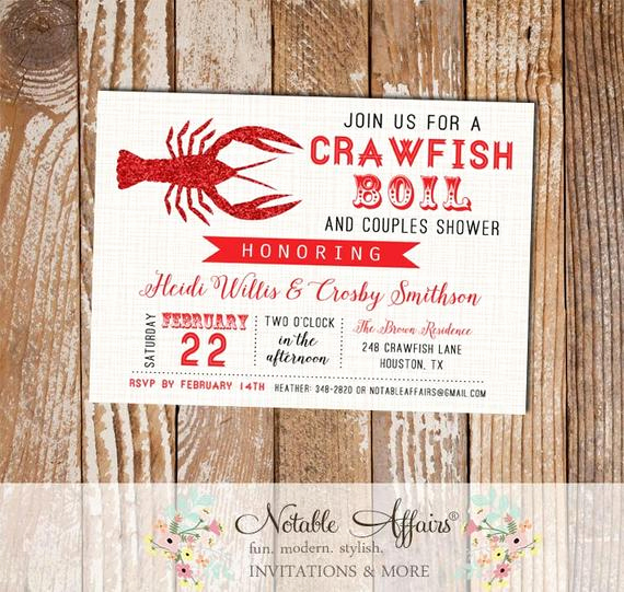 Low Country Boil Invitation Wording Fresh Red Glitter Crawfish Boil Low Country Boil Seafood