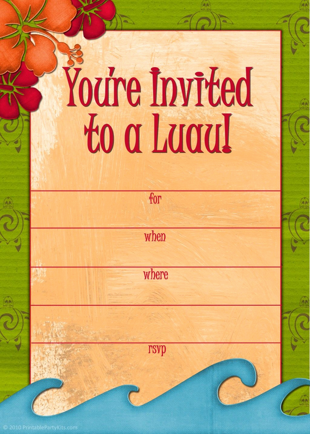 Luau Party Invitation Template Unique Free Printable Beach Party Luau and Bbq Invitations