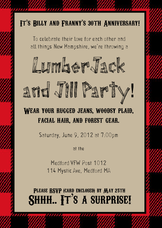 Lumberjack Invitation Template Free Luxury Lumberjack and Jill Anniversary Party Invitation