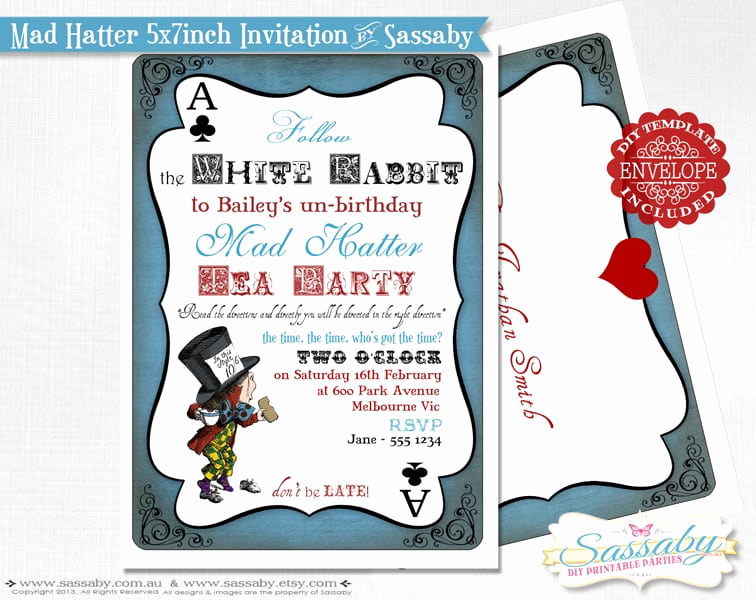 Mad Hatter Invitation Template Best Of Free Mad Hatter Template Invitation