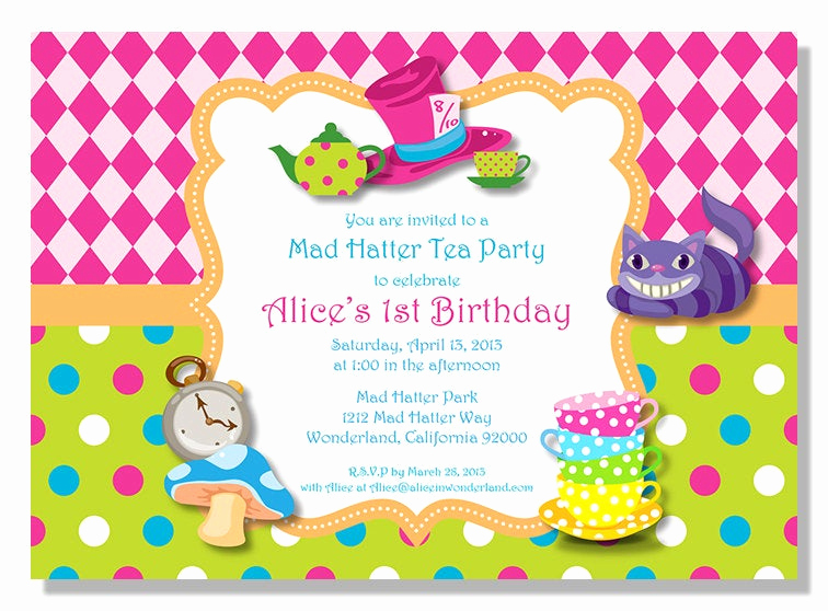 Mad Hatter Tea Party Invitation Beautiful Alice In Wonderland Mad Hatter Tea Party Invitations