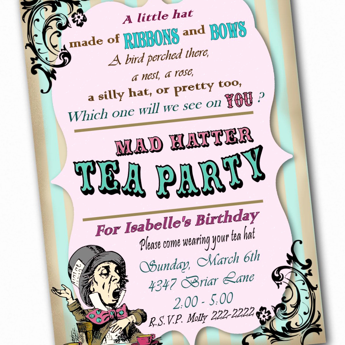 Mad Hatter Tea Party Invitation Beautiful Mad Hatter Invitations Party Ideas