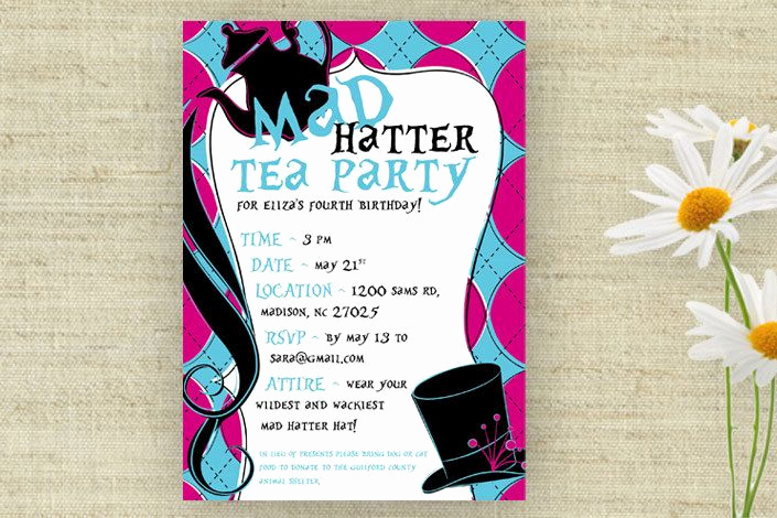 Mad Hatter Tea Party Invitation Inspirational Mad Hatter Tea Party Birthday Party Invitation Printable