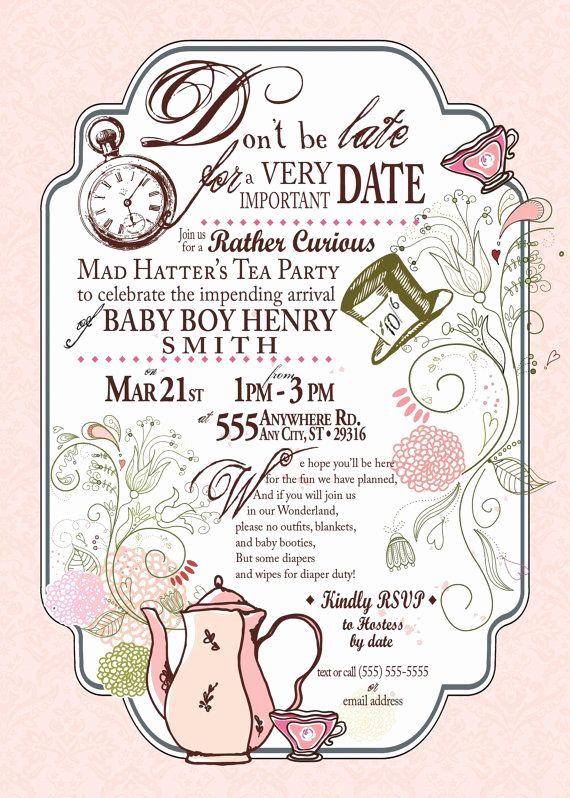 Mad Hatter Tea Party Invitation New Mad Hatter Tea Party Invitation by Sweetteadoodles On Etsy
