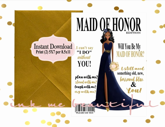 Maid Of Honor Invitation Ideas Beautiful Printable Will You Be My Maid Of Honor Bridal Magazine