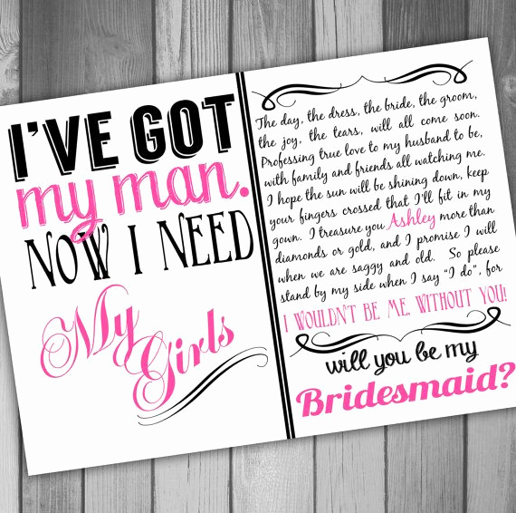 Maid Of Honor Invitation Ideas Beautiful Will You Be My Bridesmaid Invitation Printable Bridal