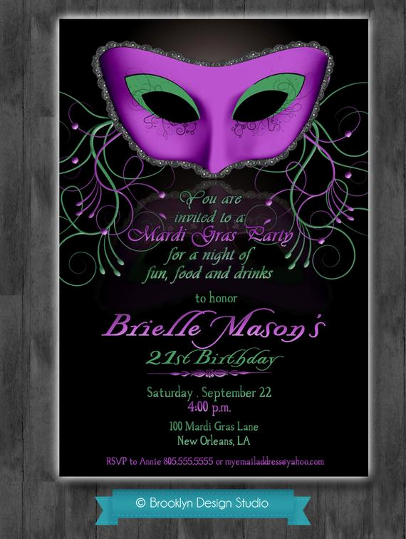 Mardi Gras Invitation Ideas Luxury Masquerade or Mardi Gras Custom Designed by