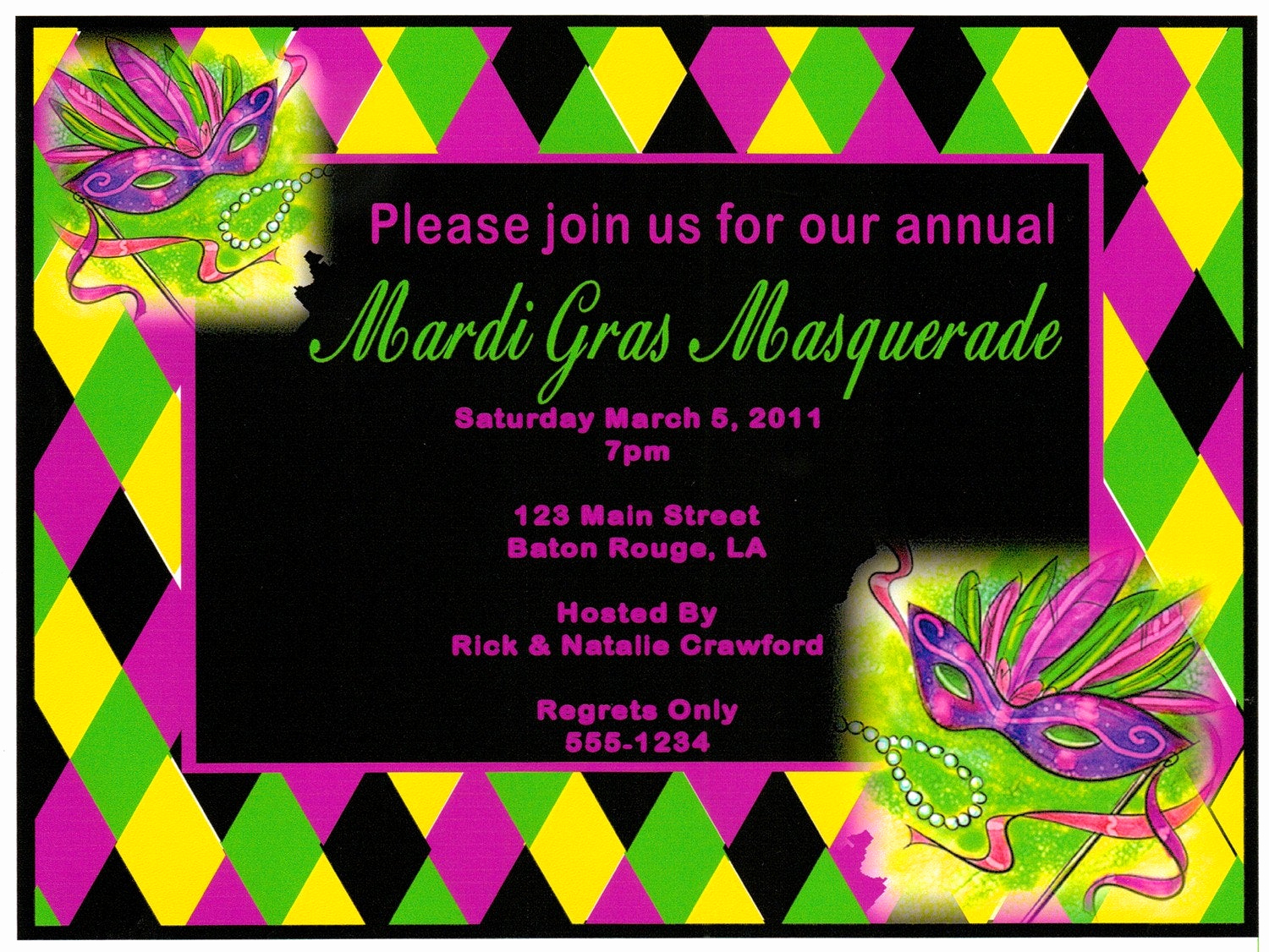 Mardi Gras Invitation Template Elegant Customized Mardi Gras Masquerade Invitations by Partytimefun