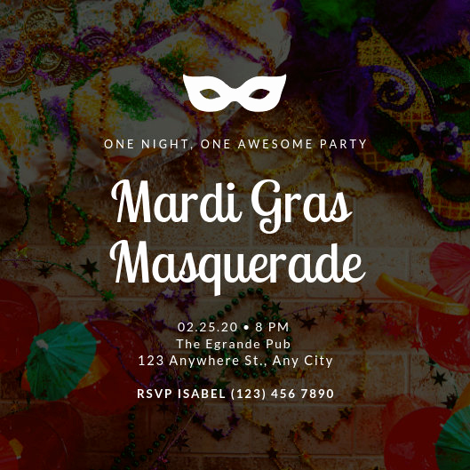 Mardi Gras Invitation Template Unique Customize 82 Mardi Gras Invitation Templates Online Canva