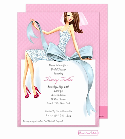 Mary Kay Party Invitation Wording Awesome Beautiful Bride with Bow Brunette Bridal Shower
