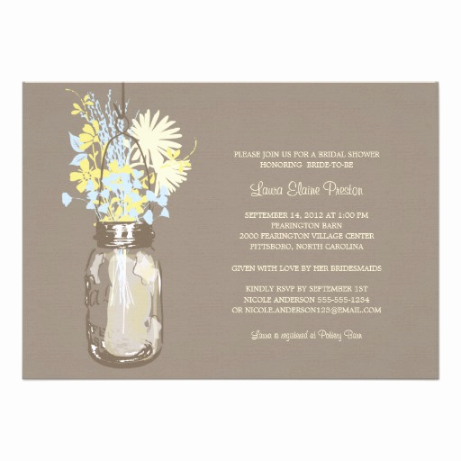 Mason Jar Bridal Shower Invitation Awesome Bridal Shower Mason Jar and Wildflowers Custom Invitations