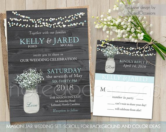 Mason Jar Wedding Invitation Template Best Of Rustic Mason Jar Wedding Invitation Set Rustic by