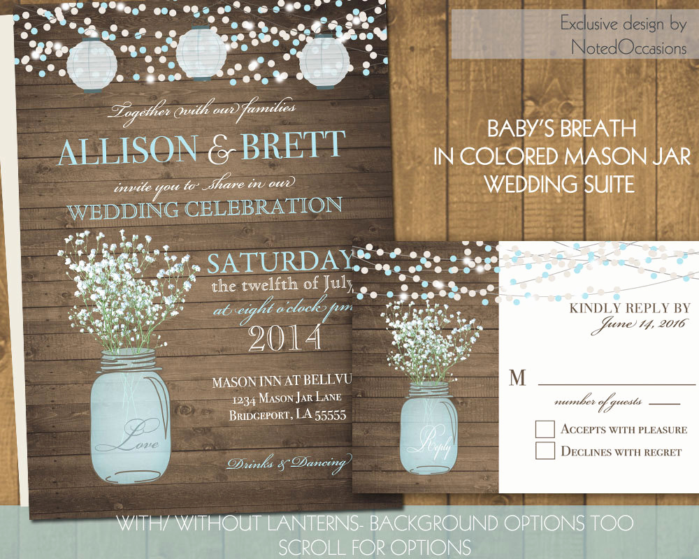 Mason Jar Wedding Invitation Template Elegant Mason Jar Wedding Invitations Suite Rustic by Notedoccasions