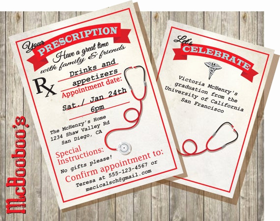 Med School Graduation Invitation Fresh Medical School or Nursing School Graduation Prescription