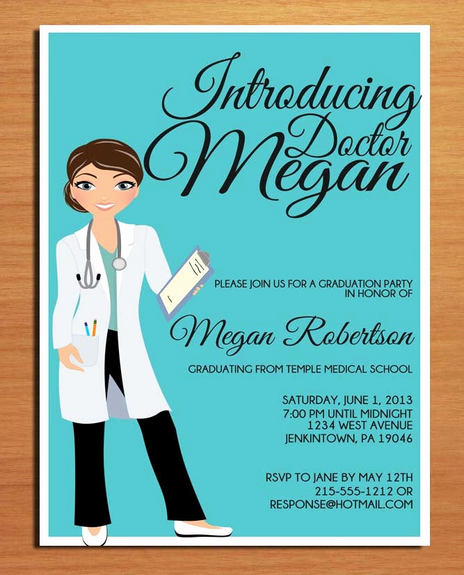 Med School Graduation Invitation New Doctor Medical Degree Graduation Party Invitation Cards