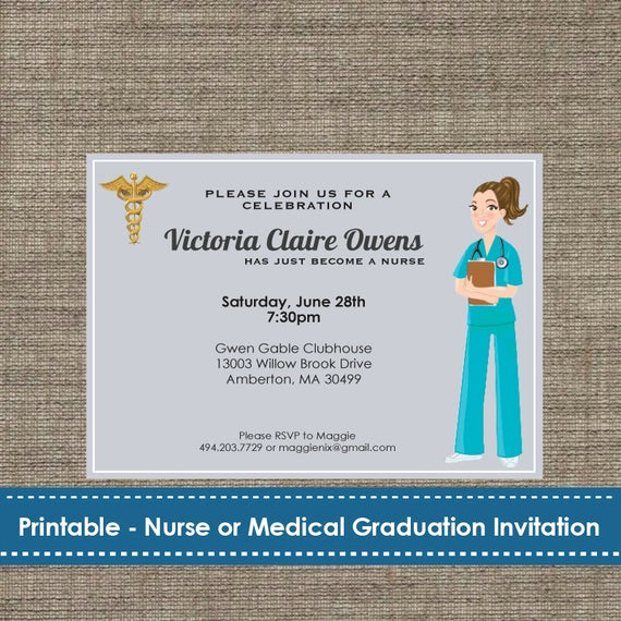 Medical School Graduation Invitation Awesome Nurse or Medical Student Graduation Party Invitation Diy