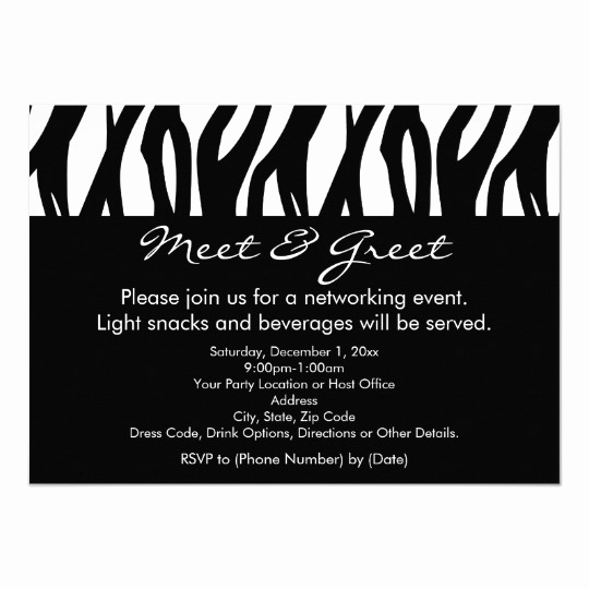 Meet and Greet Invitation New Black White Zebra Meet and Greet Invitations