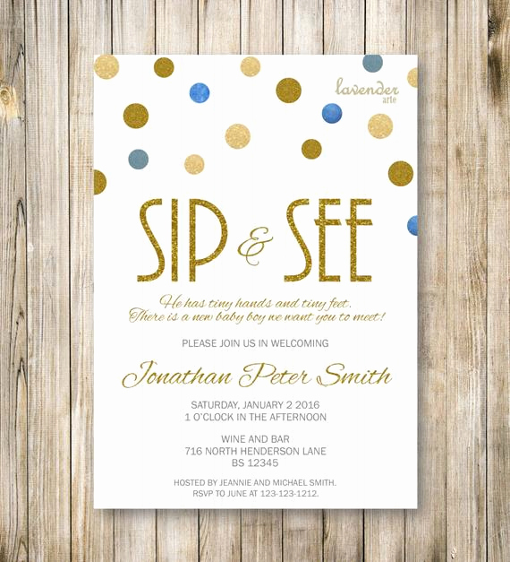 Meet and Greet Invitation Wording Elegant Items Similar to Sip and See Invitation Gold Blue Sip N