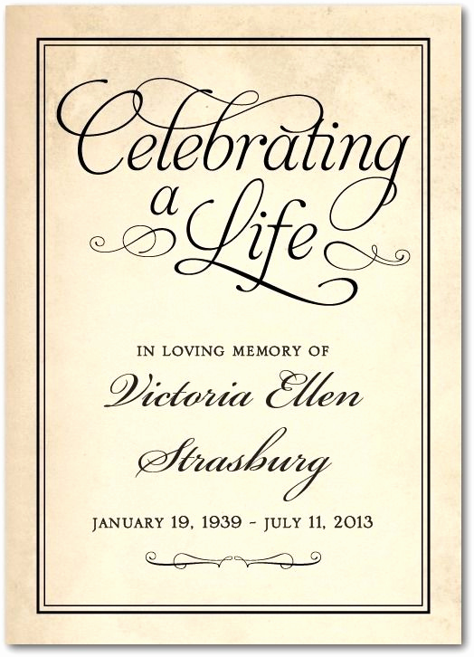 Memorial Service Invitation Template Best Of Celebrating A Life Prayer Cards In Black or Sienna Brown