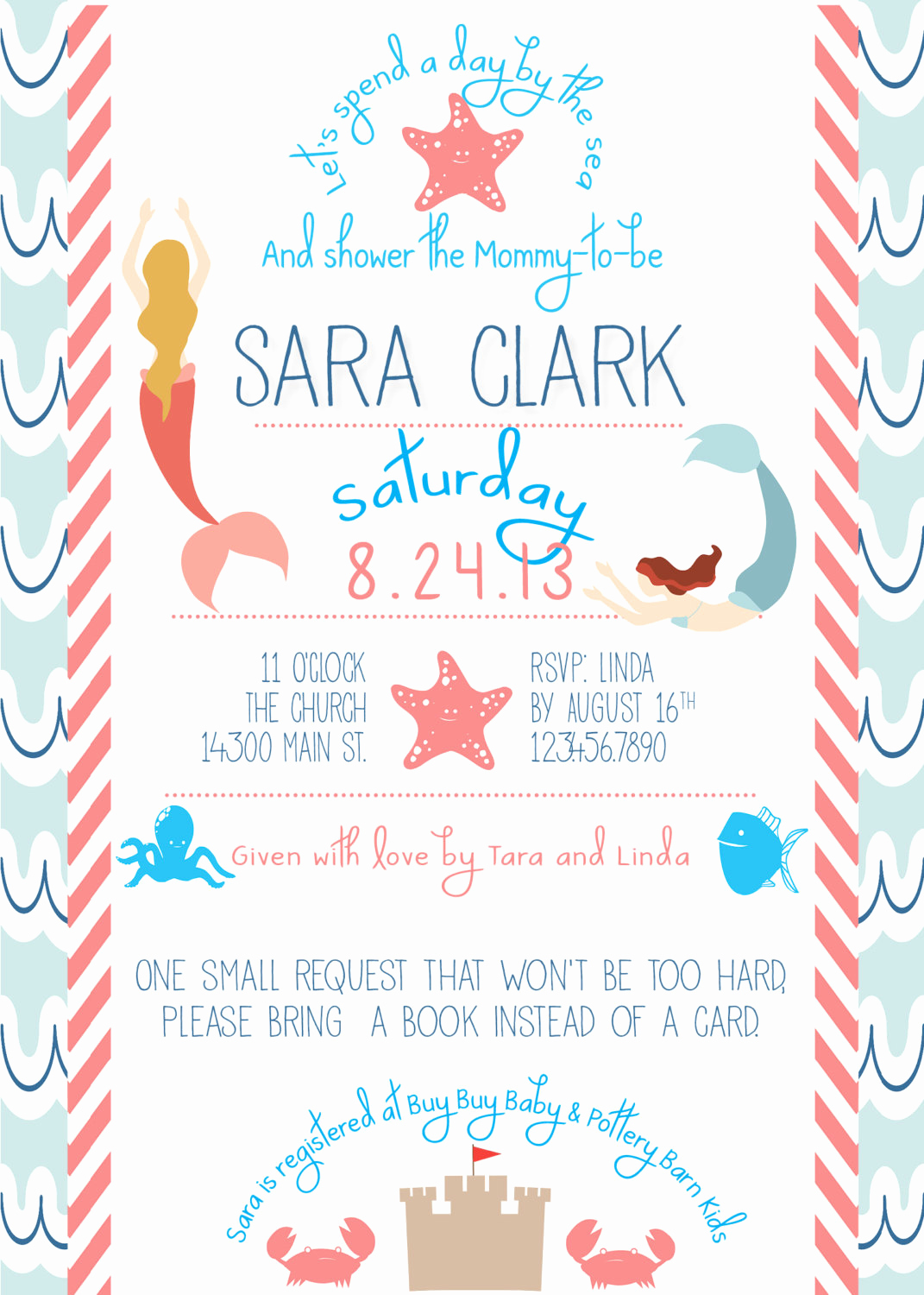 Mermaid Baby Shower Invitation Wording Awesome Mermaid Beach Baby Shower Invite