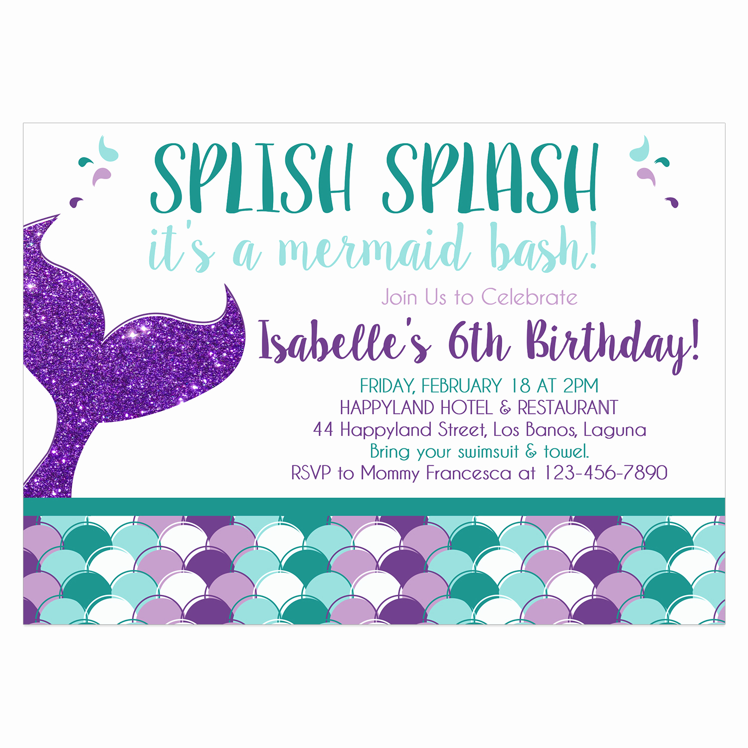 Mermaid Invitation Template Free Inspirational Mermaid Birthday Invitation Diy Printable Template