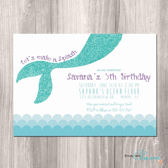 Mermaid Tail Invitation Template Awesome Mermaid Birthday Invitation Little Mermaid Invitation